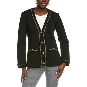 Endless Rose Womens  Chain Trim Cardigan, Black